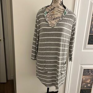 Gray Striped Women's Top